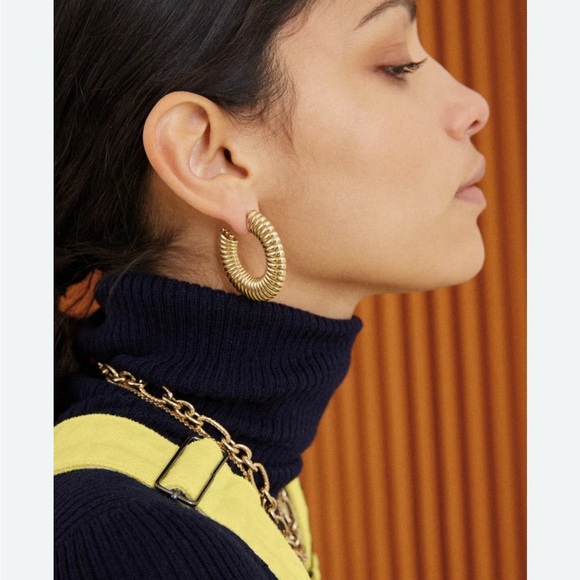 Spiral Gold Hoops - Picture 3 of 12